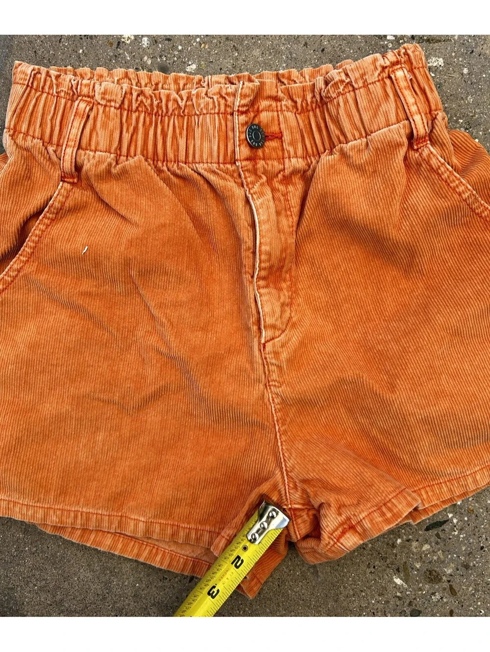 BDG Urban Outfitters Cut Off Shorts Pull on Mom Corduroy Orange Sz 22"W - Picture 10 of 10